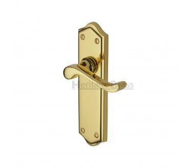 Heritage Brass Buckingham Door Handles On Backplate - Polished Brass
