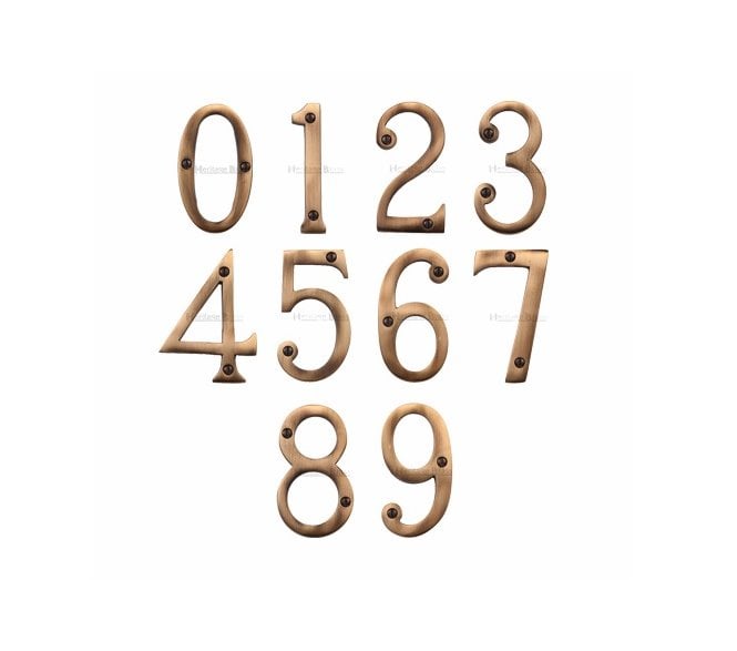 Heritage Brass C1560 Screw Fixed Numerals 75mm - Antique Brass