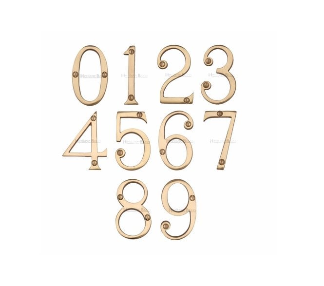 Heritage Brass C1560 Screw Fixed Numerals 75mm - Polished Brass