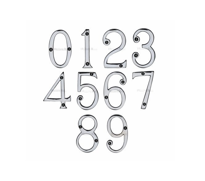 Heritage Brass C1560 Screw Fixed Numerals 75mm - Polished Chrome