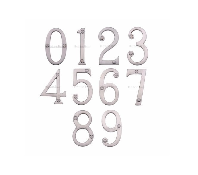 Heritage Brass C1560 Screw Fixed Numerals 75mm - Satin Chrome