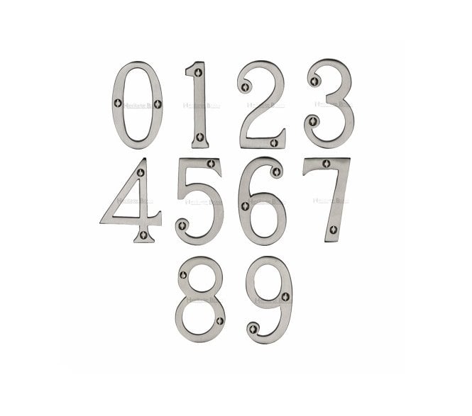 Heritage Brass C1560 Screw Fixed Numerals 75mm - Satin Nickel