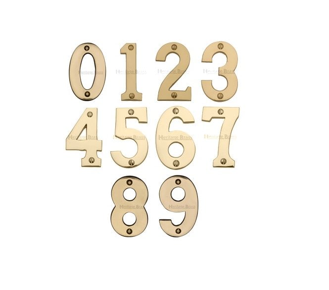 Heritage Brass C1566 Screw Fixed Numerals 75mm - Polished Brass