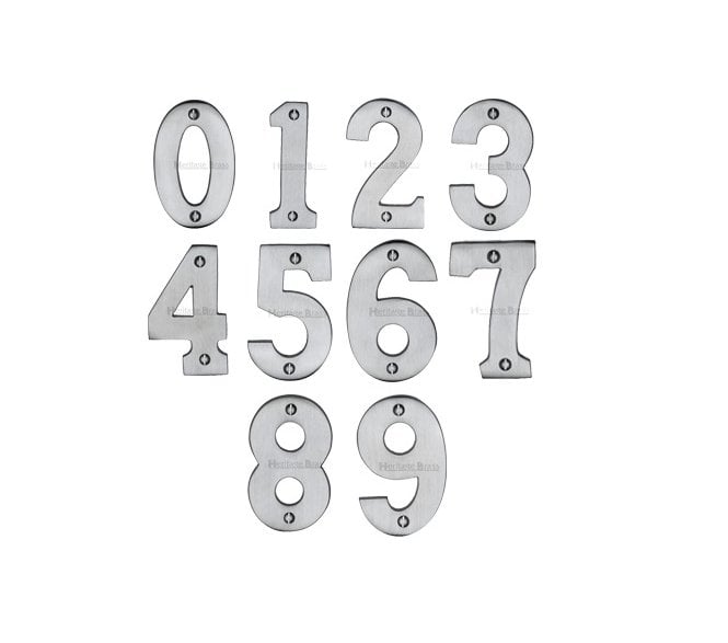 Heritage Brass C1566 Screw Fixed Numerals 75mm - Satin Chrome