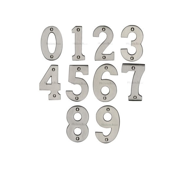 Heritage Brass C1566 Screw Fixed Numerals 75mm - Satin Nickel