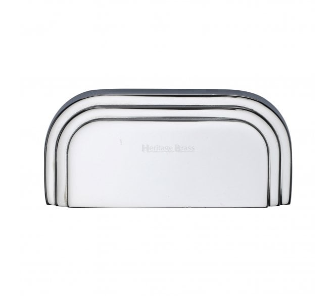 Heritage Brass C1740 Bauhaus Drawer Cup Pull - 76mm - Polished Chrome