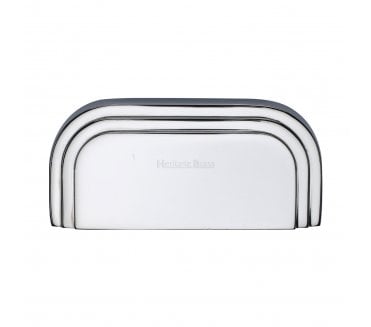 Heritage Brass C1740 Bauhaus Drawer Cup Pull - 76mm - Polished Chrome