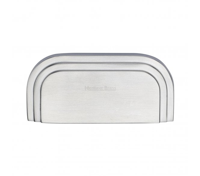 Heritage Brass C1740 Bauhaus Drawer Cup Pull - 76mm - Satin Chrome