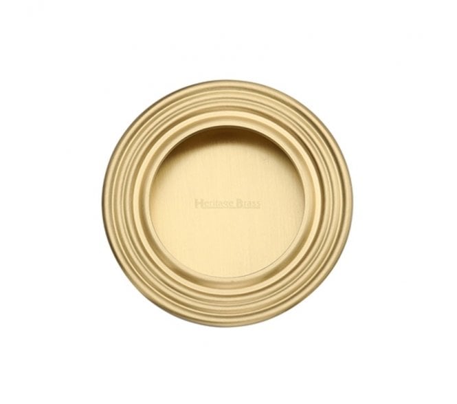 Heritage Brass C1837 Reeded Circular Flush Pull 63mm - Satin Brass