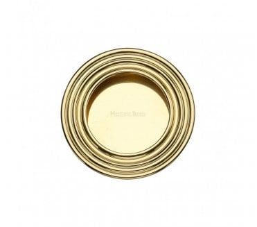 Heritage Brass C1837 Round Reeded Flush Pull 63mm - Polished Brass