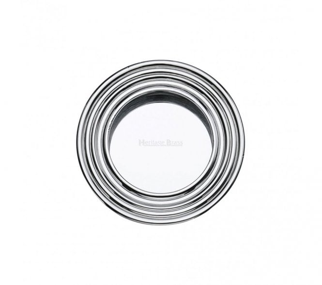 Heritage Brass C1837 Round Reeded Flush Pull 63mm - Polished Chrome