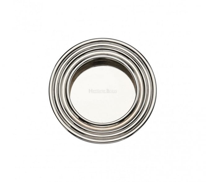 Heritage Brass C1837 Round Reeded Flush Pull 63mm - Polished Nickel