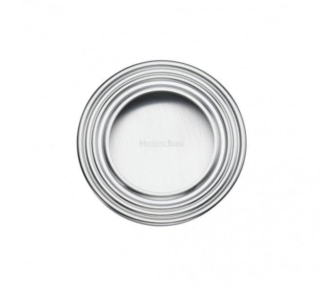 Heritage Brass C1837 Round Reeded Flush Pull 63mm - Satin Chrome