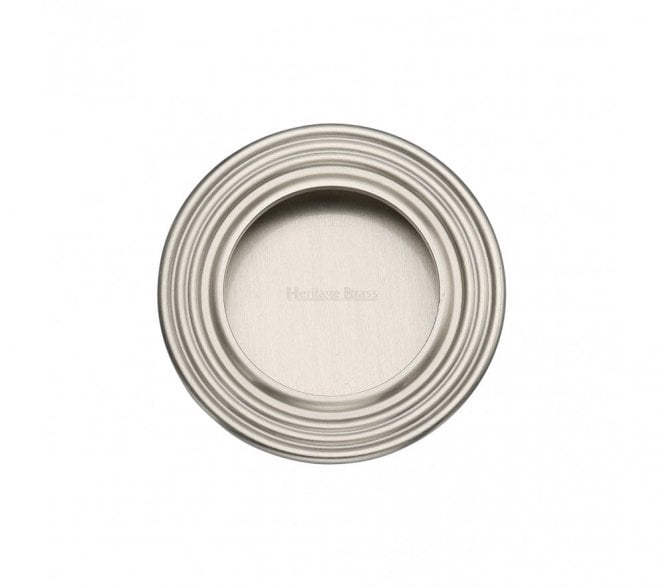 Heritage Brass C1837 Round Reeded Flush Pull 63mm - Satin Nickel