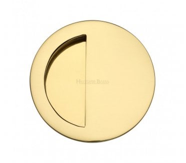 Heritage Brass C1845 Round Half Moon Flush Pull 89mm - Polished Brass