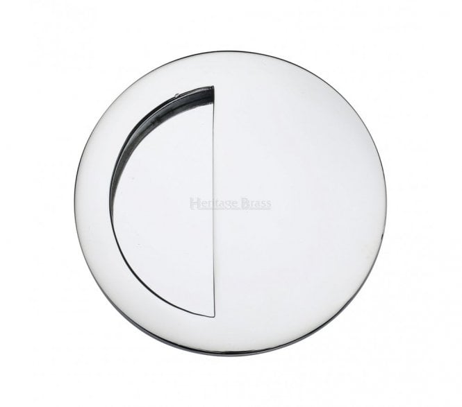 Heritage Brass C1845 Round Half Moon Flush Pull 89mm - Polished Chrome