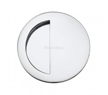 Heritage Brass C1845 Round Half Moon Flush Pull 89mm - Polished Chrome