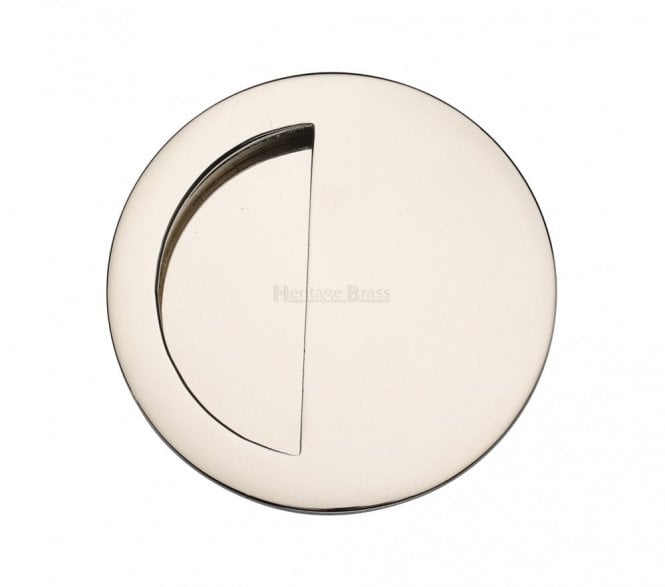 Heritage Brass C1845 Round Half Moon Flush Pull 89mm - Polished Nickel