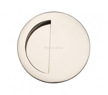Heritage Brass C1845 Round Half Moon Flush Pull 89mm - Polished Nickel