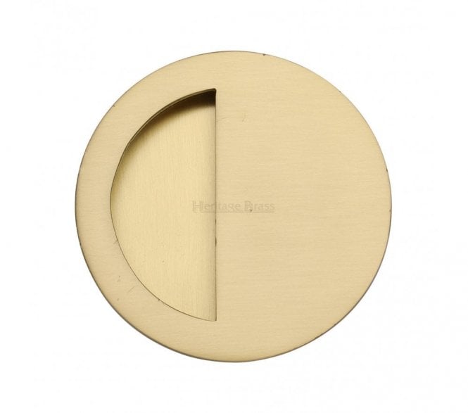 Heritage Brass C1845 Round Half Moon Flush Pull 89mm - Satin Brass
