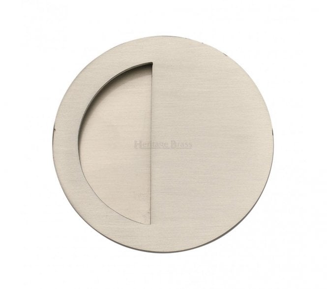 Heritage Brass C1845 Round Half Moon Flush Pull 89mm - Satin Nickel