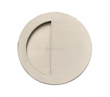 Heritage Brass C1845 Round Half Moon Flush Pull 89mm - Satin Nickel
