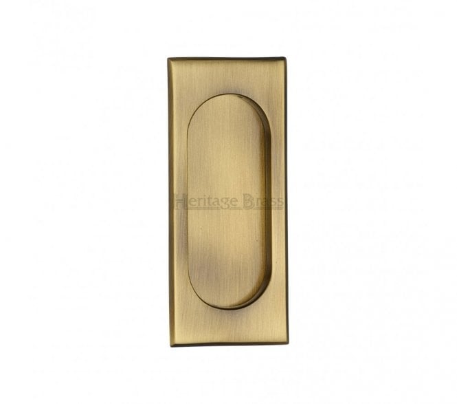 Heritage Brass C1850 Sliding Door Flush Pull 105x44mm - Antique Brass