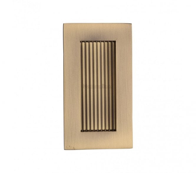 Heritage Brass C1865 Reeded Rectangular Flush Pull 105x58mm - Antique Brass