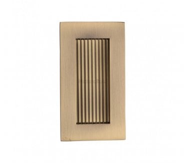 Heritage Brass C1865 Reeded Rectangular Flush Pull 105x58mm - Antique Brass