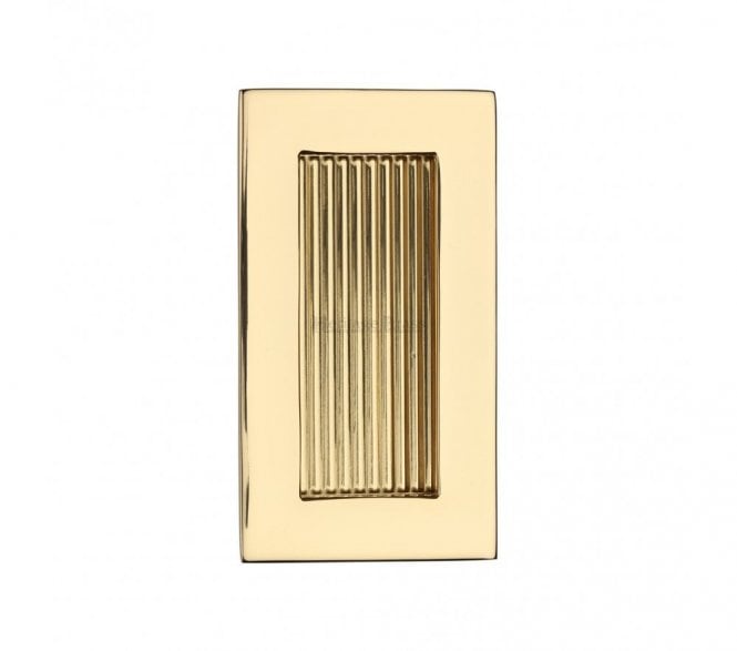 Heritage Brass C1865 Reeded Rectangular Flush Pull 105x58mm - Polished Brass