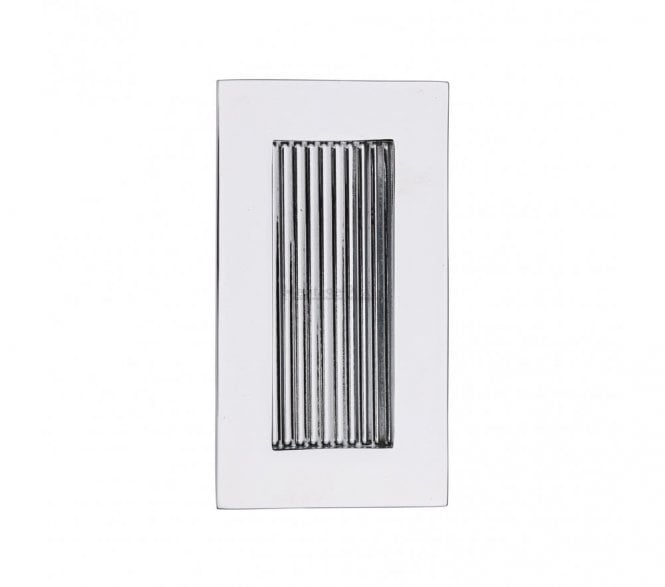 Heritage Brass C1865 Reeded Rectangular Flush Pull 105x58mm - Polished Chrome