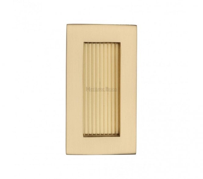 Heritage Brass C1865 Reeded Rectangular Flush Pull 105x58mm - Satin Brass