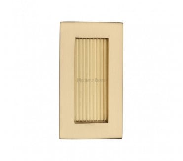 Heritage Brass C1865 Reeded Rectangular Flush Pull 105x58mm - Satin Brass