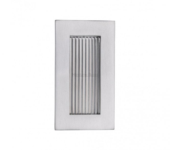 Heritage Brass C1865 Reeded Rectangular Flush Pull 105x58mm - Satin Chrome