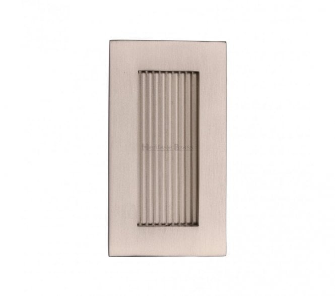 Heritage Brass C1865 Reeded Rectangular Flush Pull 105x58mm - Satin Nickel