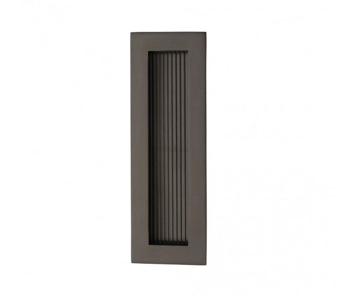 Heritage Brass C1865 Reeded Rectangular Flush Pull 175x58mm - Matt Bronze