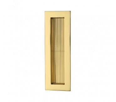 Heritage Brass C1865 Reeded Rectangular Flush Pull 175x58mm - Polished Brass
