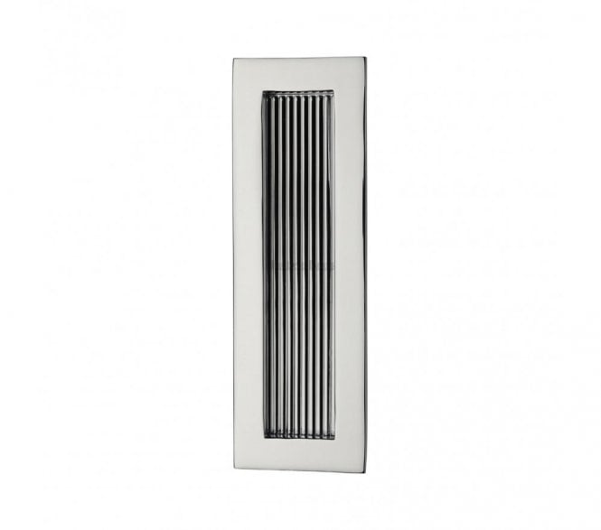 Heritage Brass C1865 Reeded Rectangular Flush Pull 175x58mm - Polished Chrome