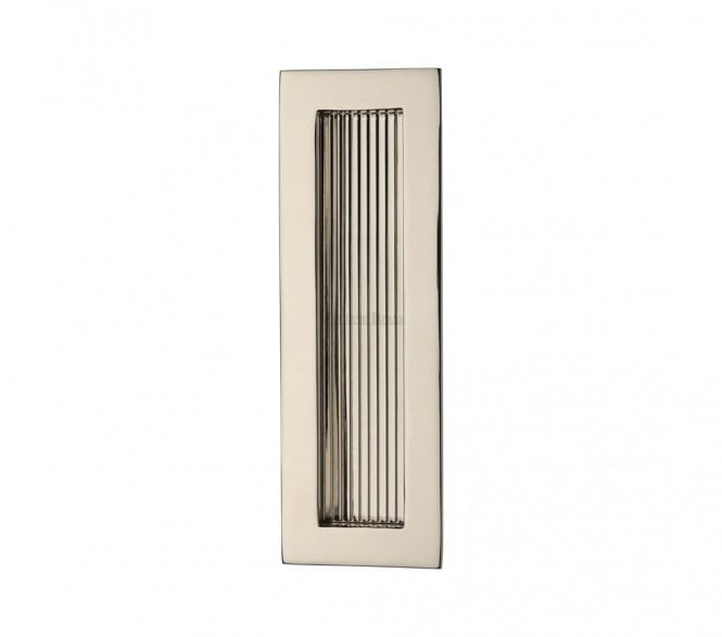 Heritage Brass C1865 Reeded Rectangular Flush Pull 175x58mm - Polished Nickel