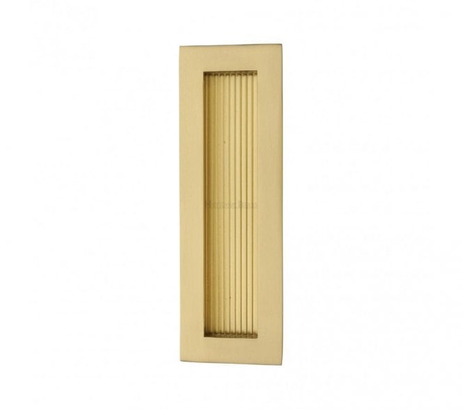 Heritage Brass C1865 Reeded Rectangular Flush Pull 175x58mm - Satin Brass