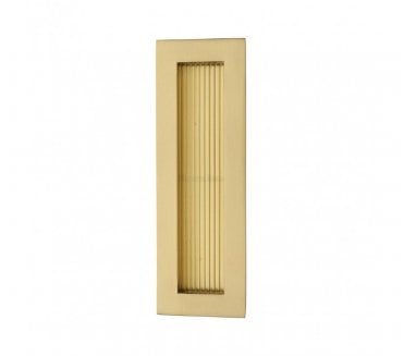 Heritage Brass C1865 Reeded Rectangular Flush Pull 175x58mm - Satin Brass