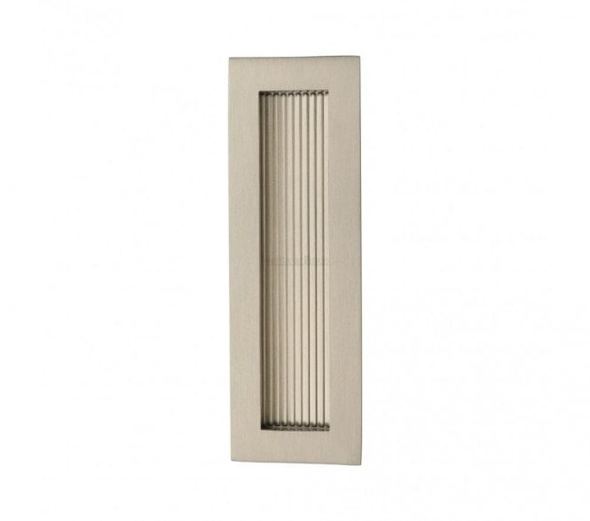 Heritage Brass C1865 Reeded Rectangular Flush Pull 175x58mm - Satin Nickel
