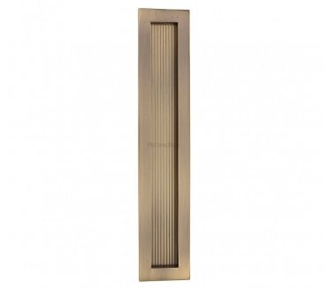 Heritage Brass C1865 Reeded Rectangular Flush Pull 300x58mm - Antique Brass
