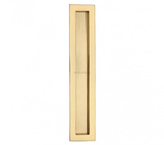 Heritage Brass C1865 Reeded Rectangular Flush Pull 300x58mm - Polished Brass