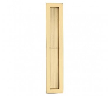 Heritage Brass C1865 Reeded Rectangular Flush Pull 300x58mm - Polished Brass