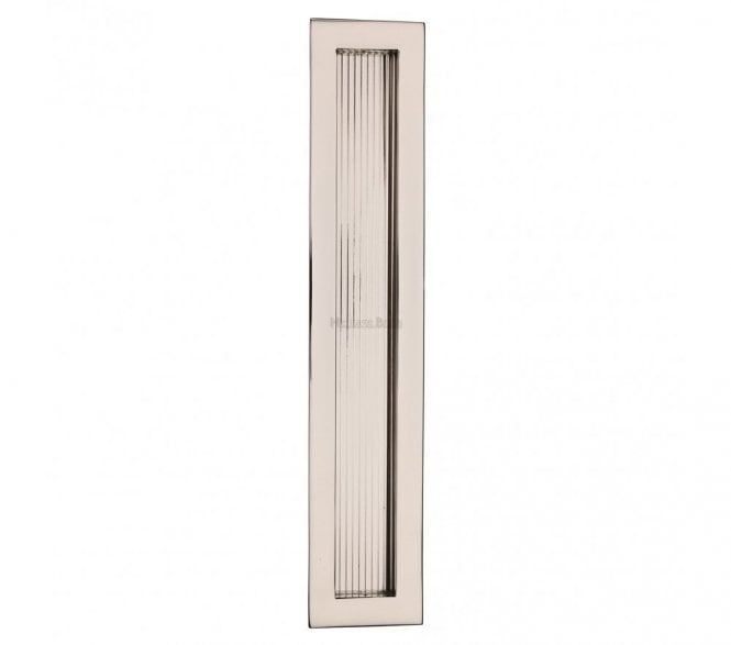 Heritage Brass C1865 Reeded Rectangular Flush Pull 300x58mm - Polished Nickel