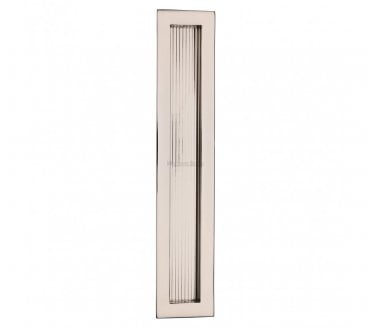 Heritage Brass C1865 Reeded Rectangular Flush Pull 300x58mm - Polished Nickel