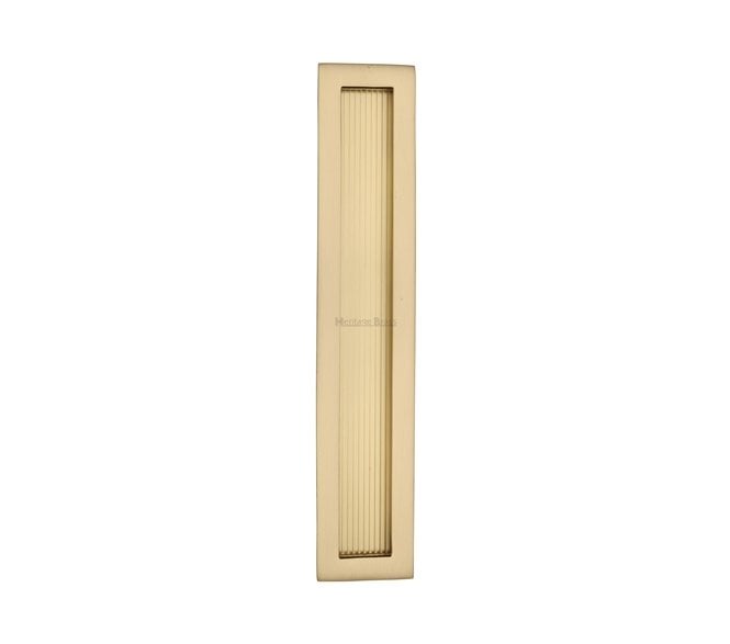 Heritage Brass C1865 Reeded Rectangular Flush Pull 300x58mm - Satin Brass