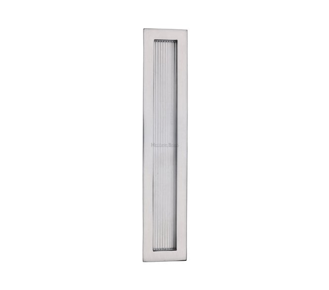 Heritage Brass C1865 Reeded Rectangular Flush Pull 300x58mm - Satin Chrome
