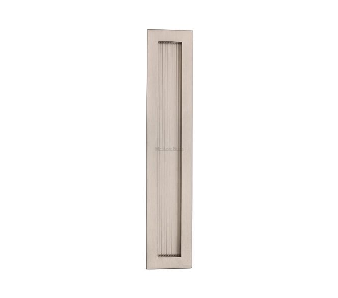 Heritage Brass C1865 Reeded Rectangular Flush Pull 300x58mm - Satin Nickel